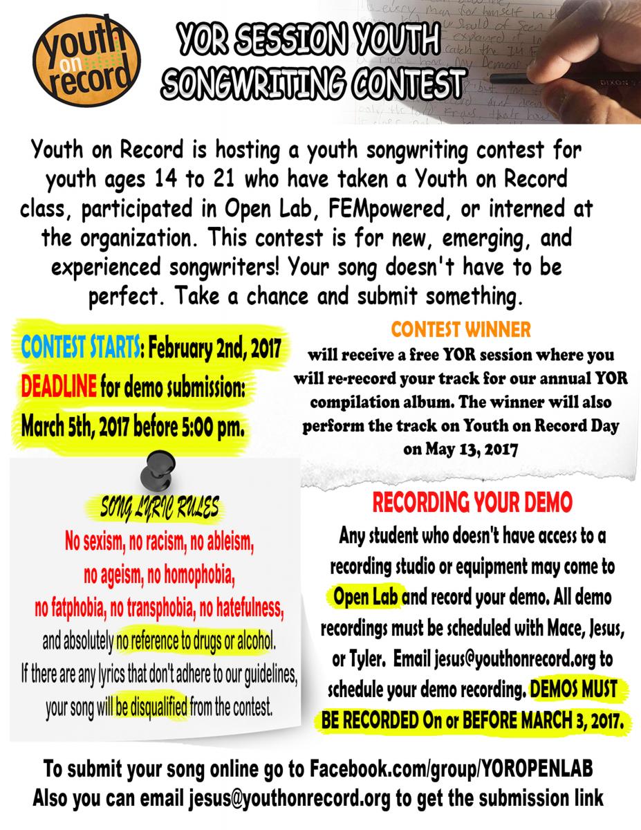 YOR Session Song writing poster