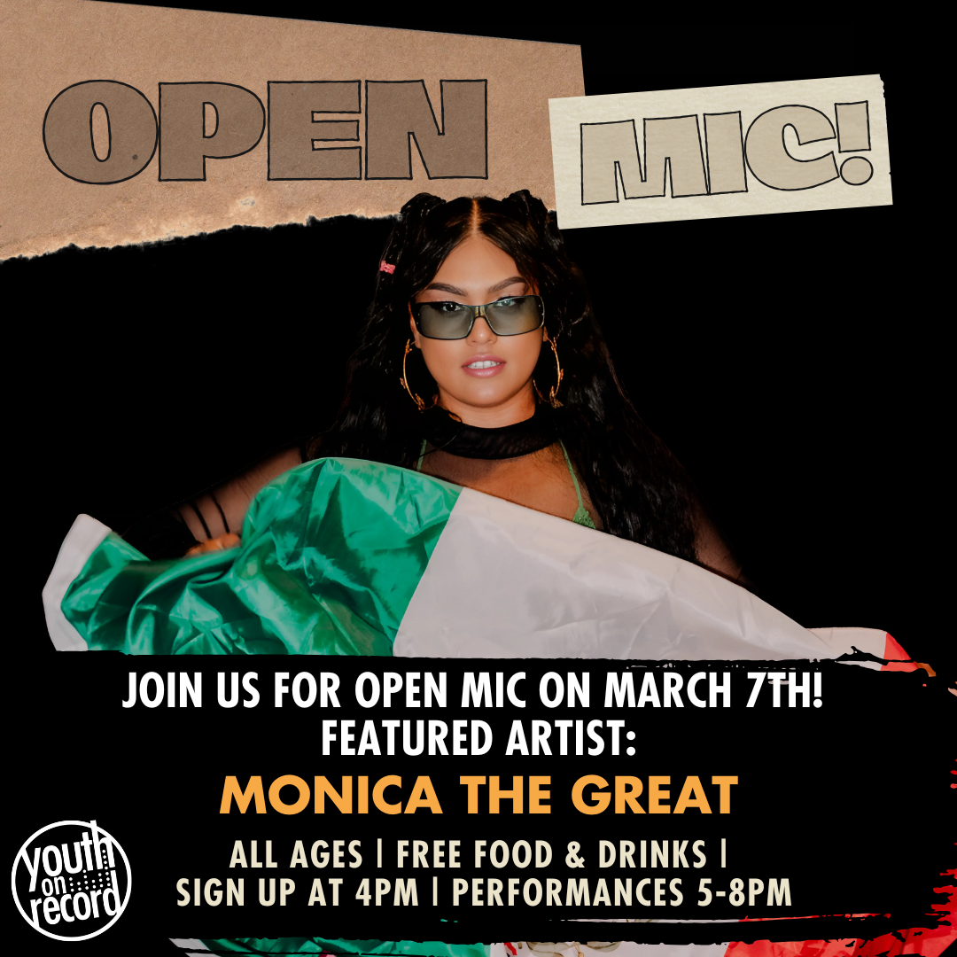 monica the great open mic flyer