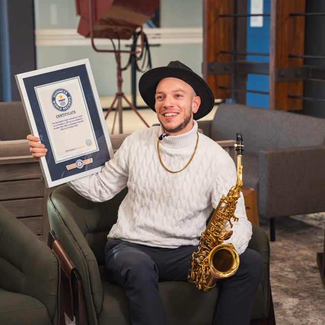 the orchestrator holding his Guinness world record