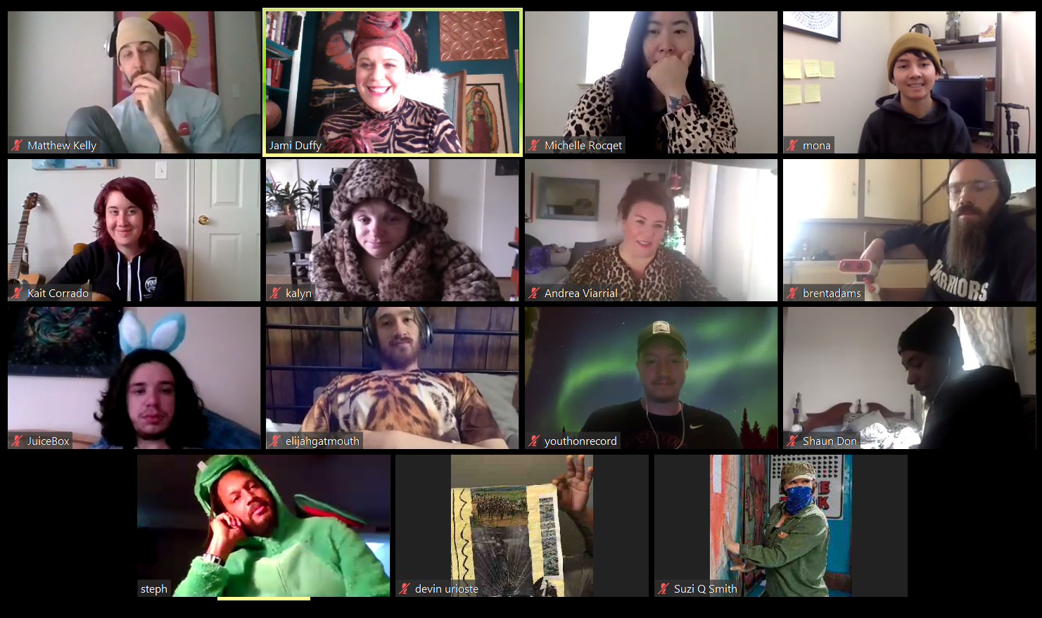 Team YOR during an animal-themed Zoom call