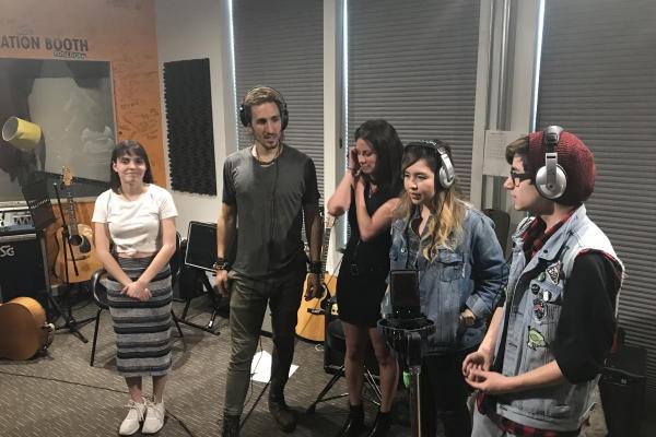 Youth on Record students singing on the Magic Giant track 