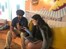 Genesis interviewing David with LaPompe Jazz