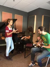 Students work on music during Open Lab
