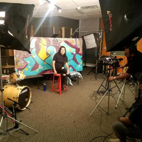 Video company Telideo shooting Youth On Record student inside the YOR studio