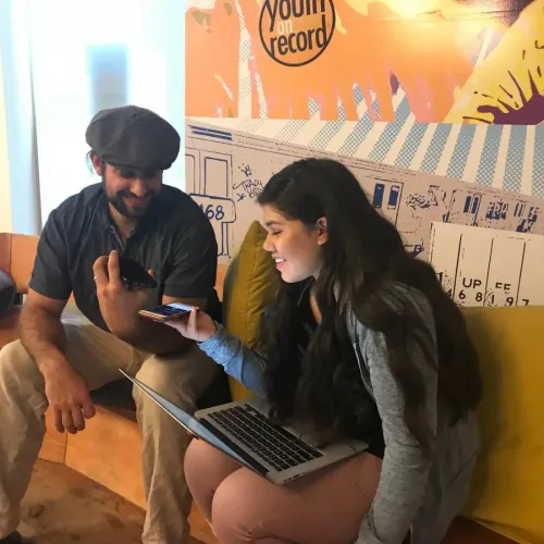 Genesis interviewing David with LaPompe Jazz