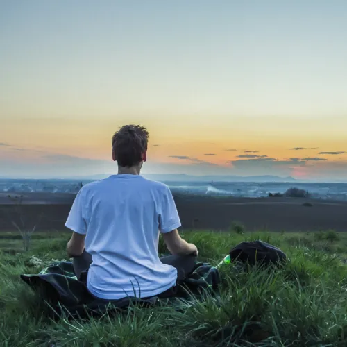Seated meditation sunset